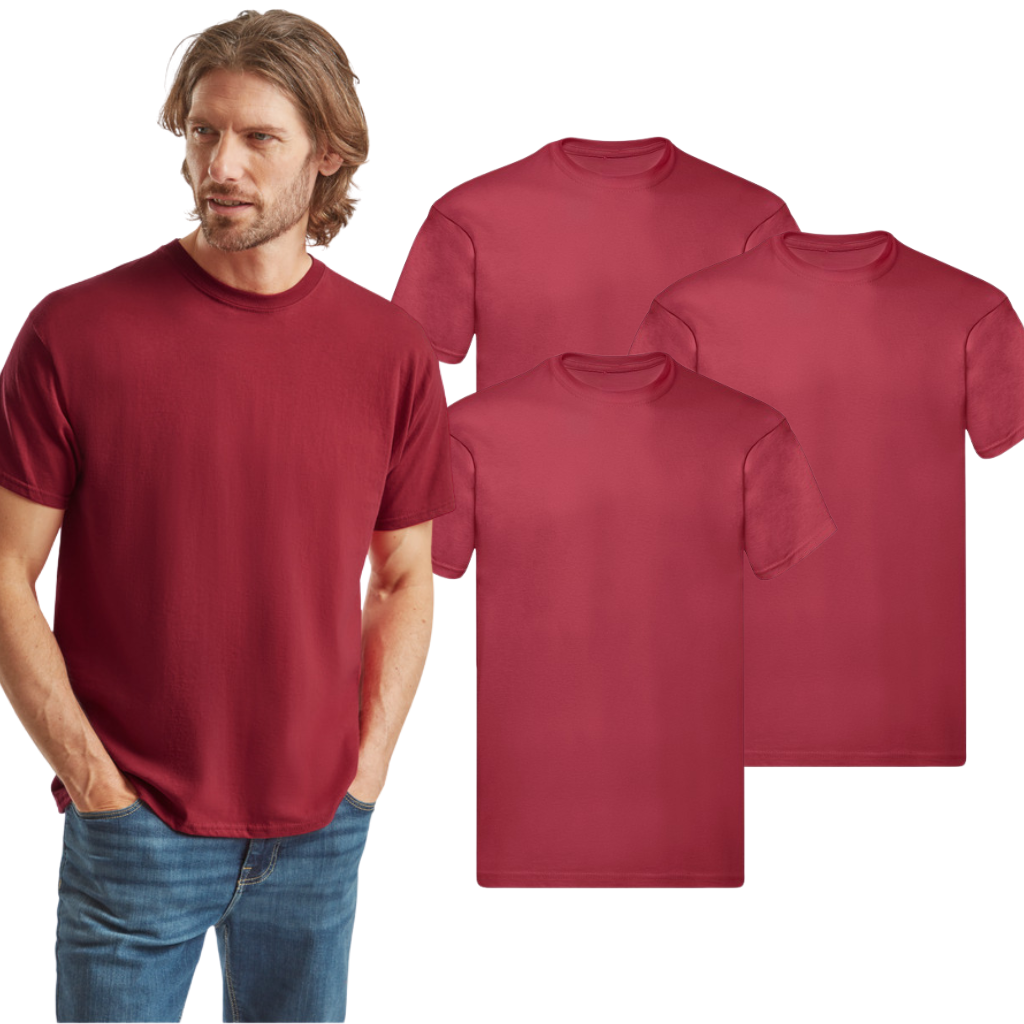 Zestaw bordowych koszulek 100% BAWEŁNA 3/5/8