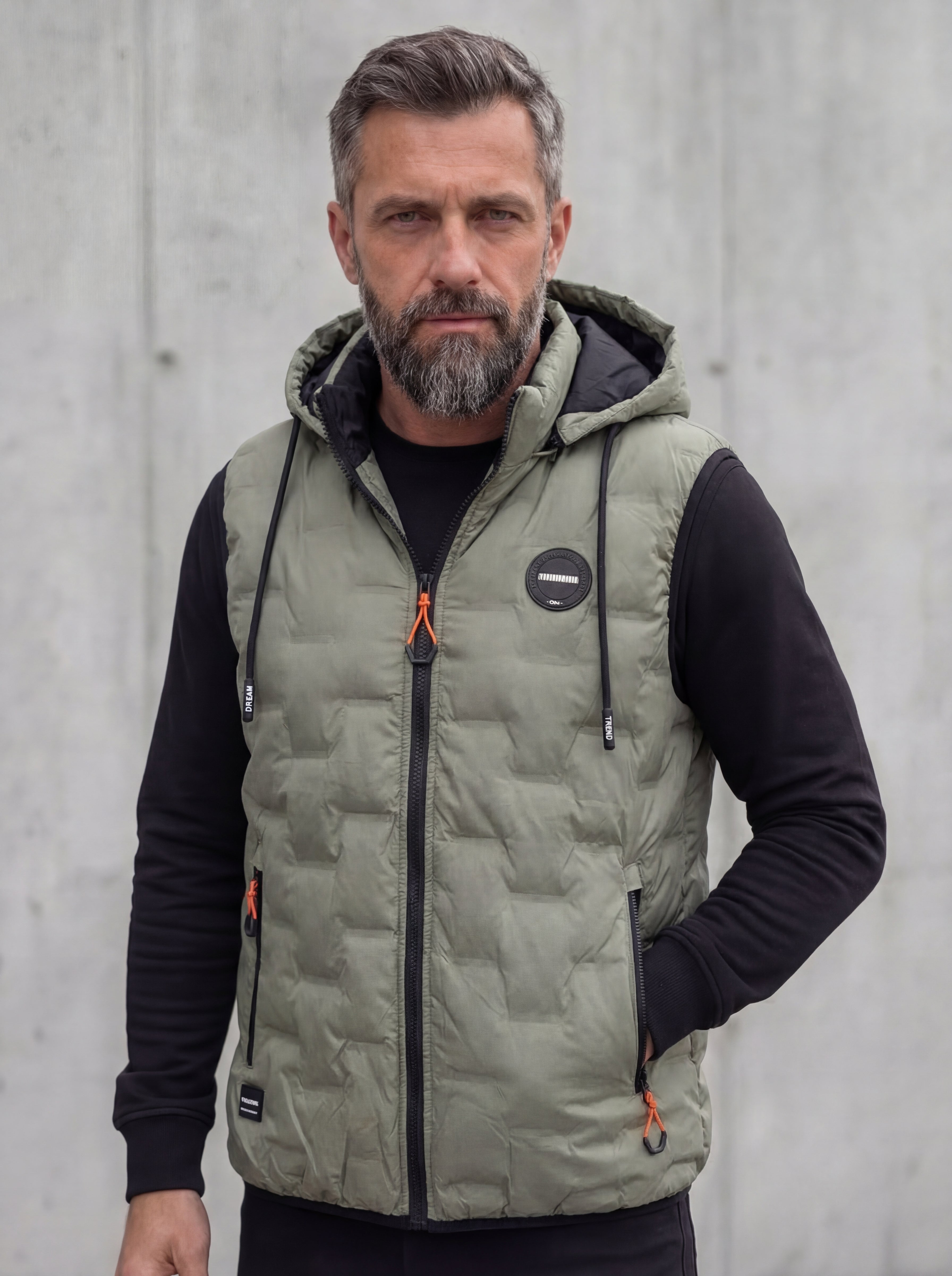 Czarna kamizelka męska z odpinanym kapturem bezrękawnik duże rozmiary 2-6XL