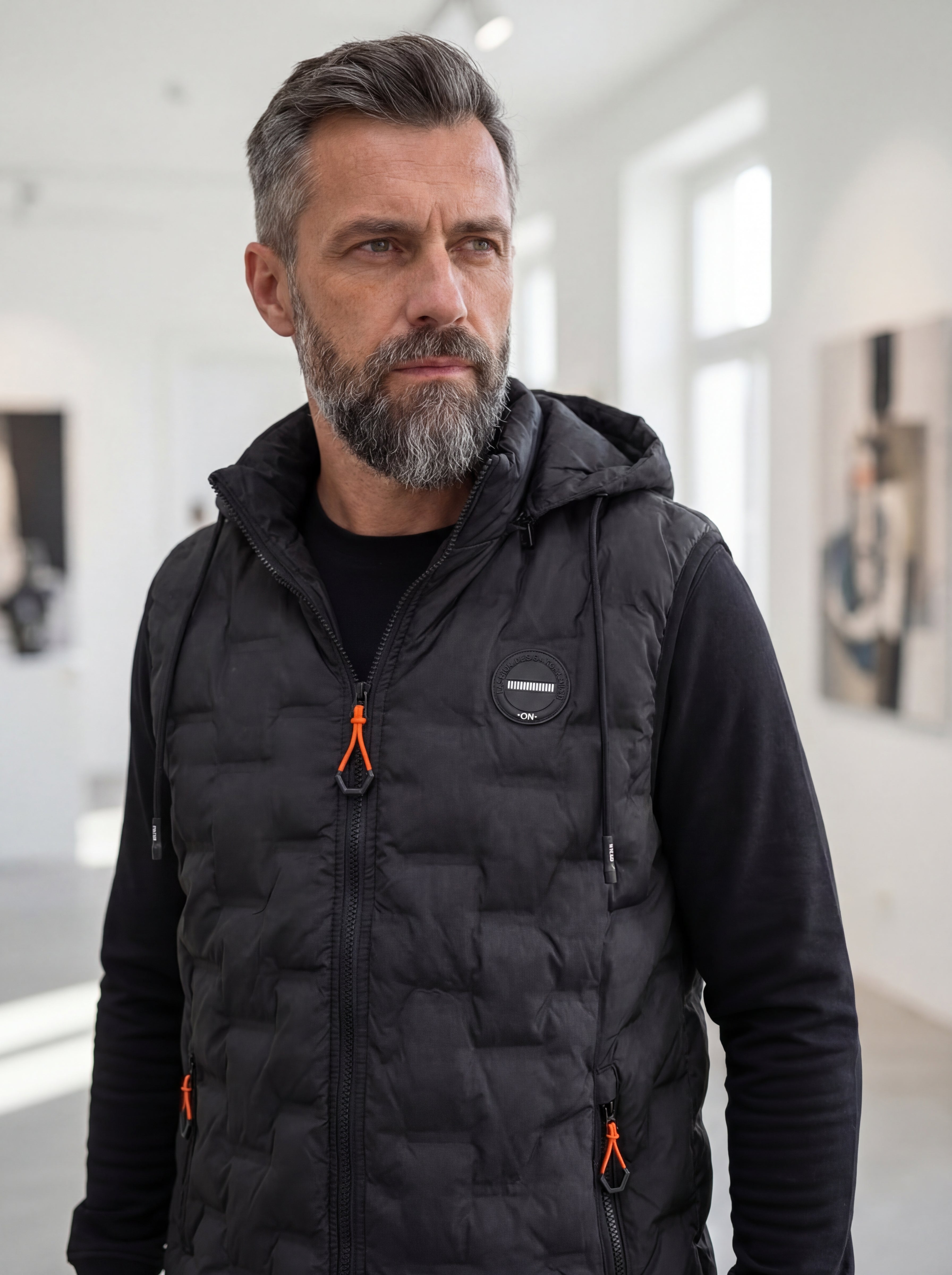 Czarna kamizelka męska z odpinanym kapturem bezrękawnik duże rozmiary 2-6XL