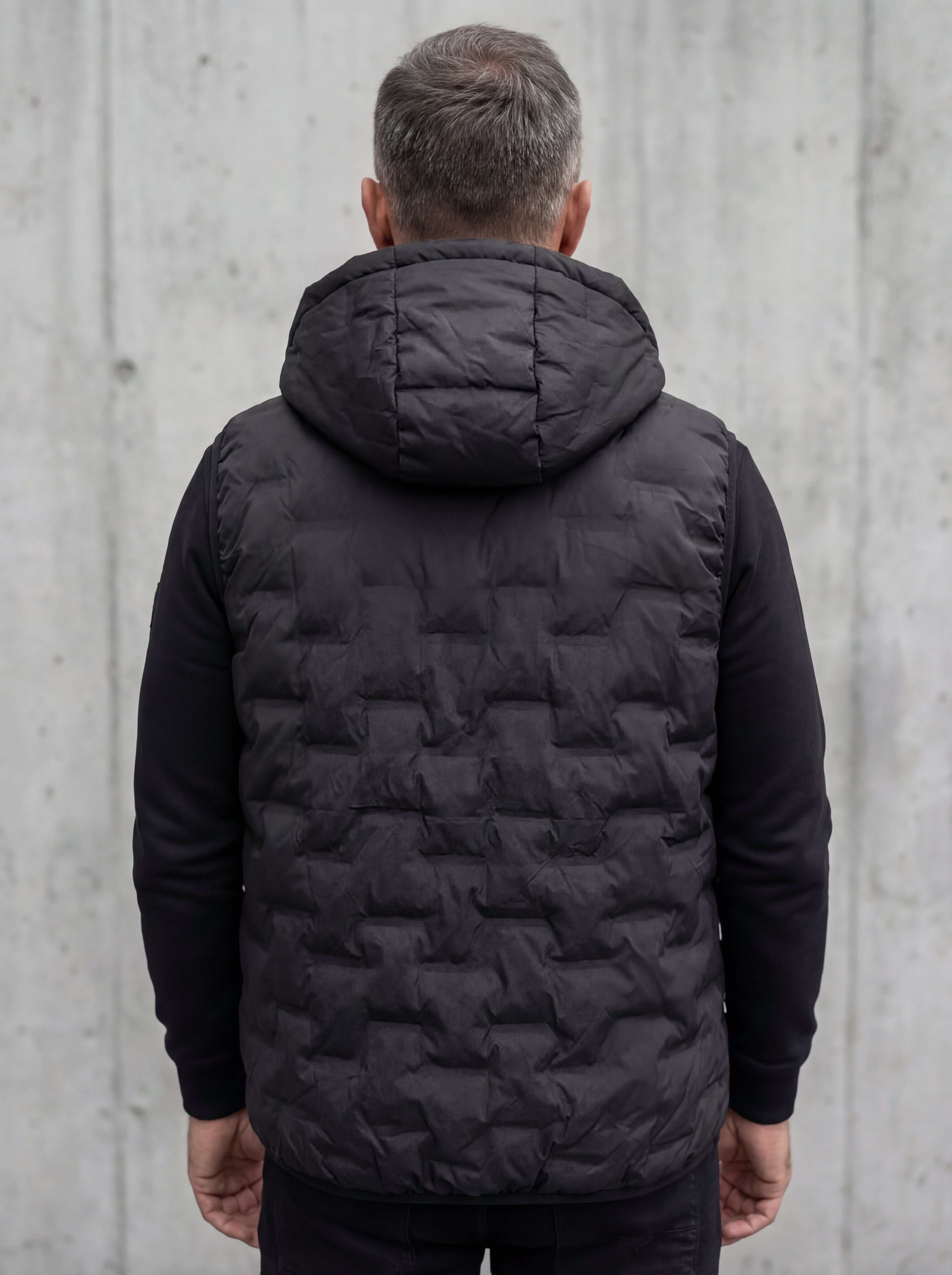 Czarna kamizelka męska z odpinanym kapturem bezrękawnik duże rozmiary 2-6XL