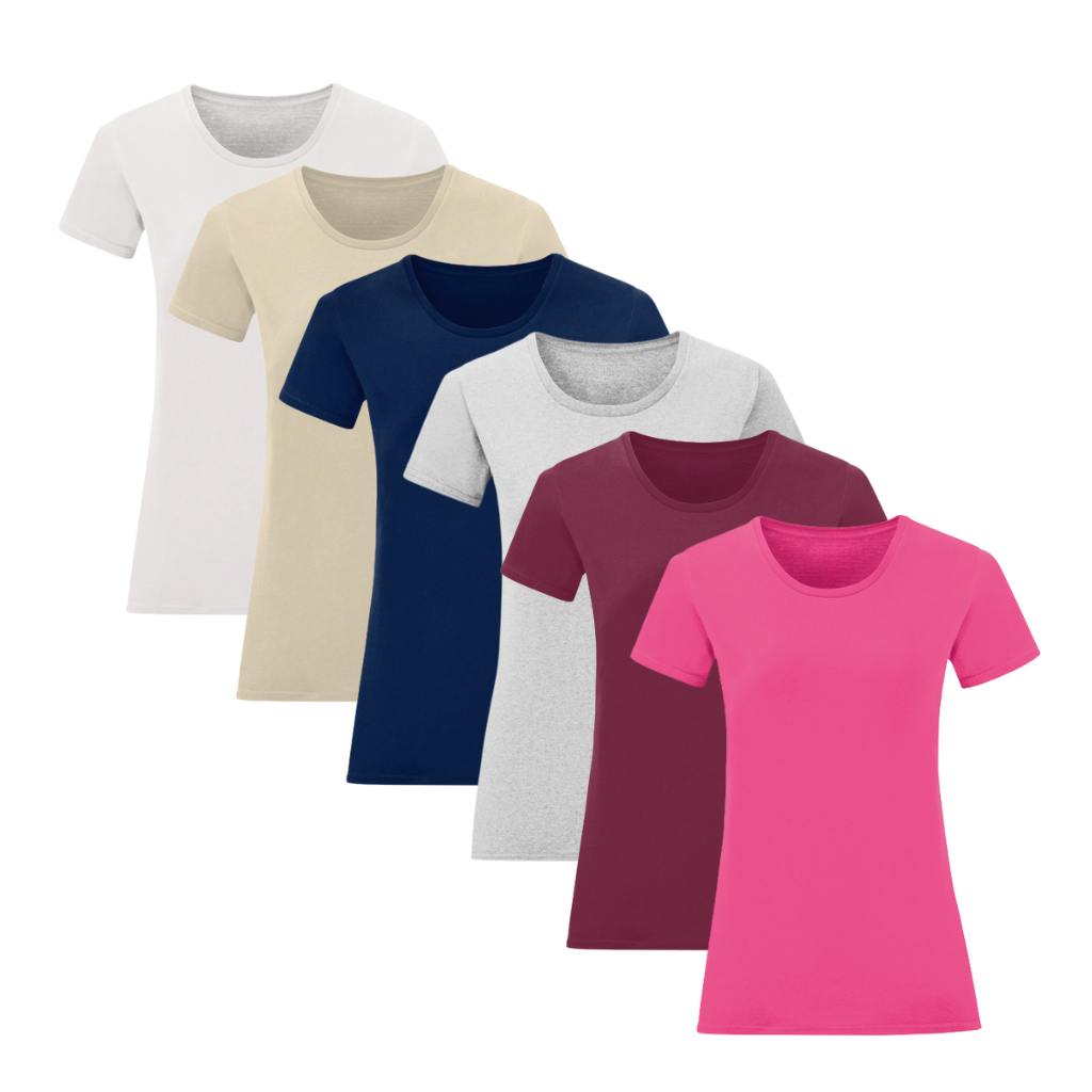 LETNI 6-PACK T-SHIRTÓW DAMSKICH 100% BAWEŁNA 150G/M2 MEJKS_PL S-3XL KOLORY
