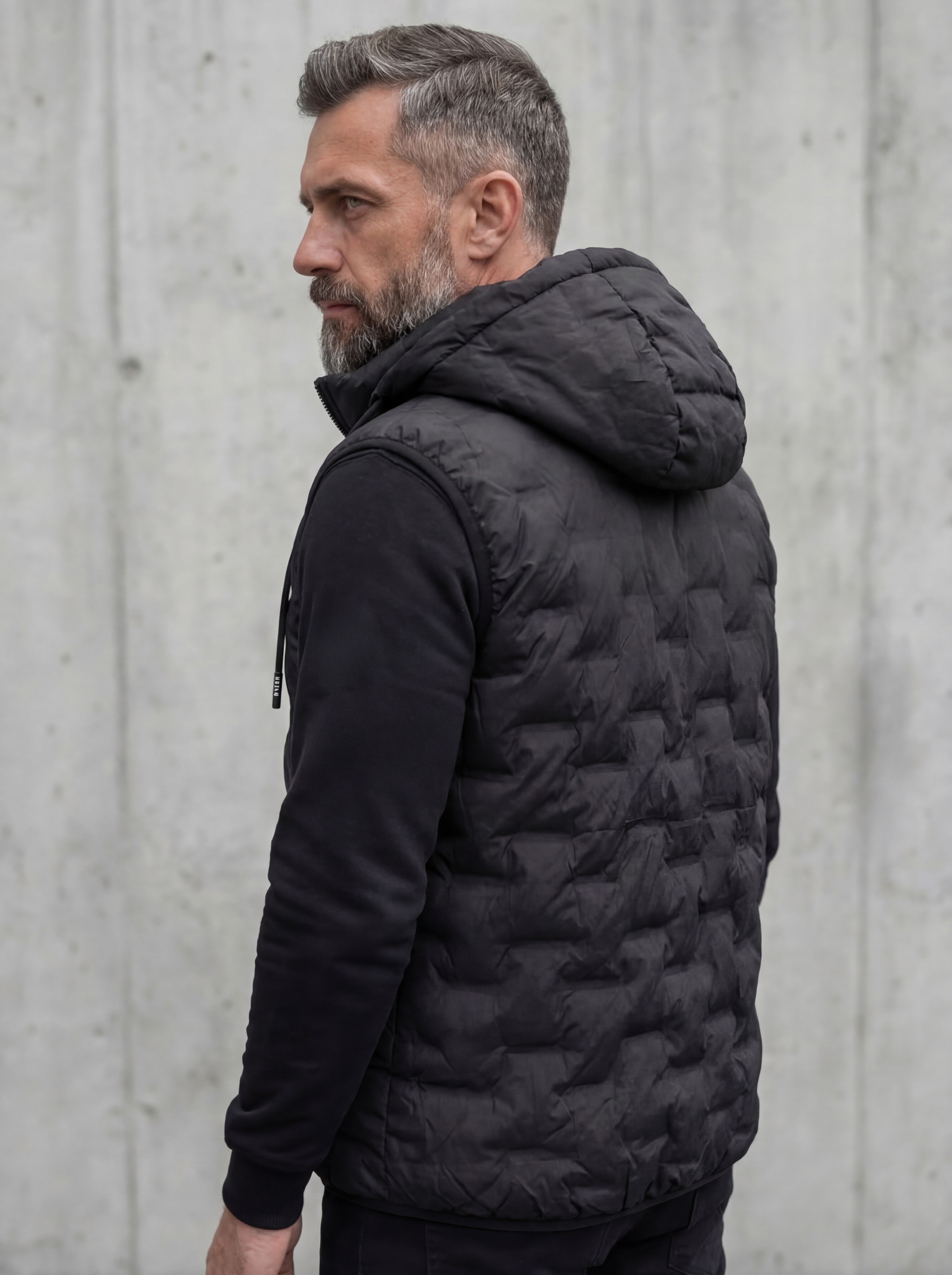 Czarna kamizelka męska z odpinanym kapturem bezrękawnik duże rozmiary 2-6XL