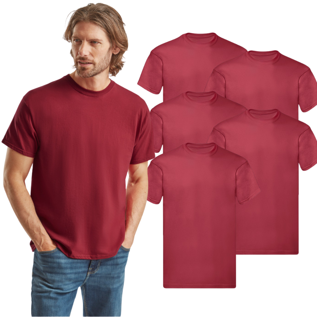 Zestaw bordowych koszulek 100% BAWEŁNA 3/5/8